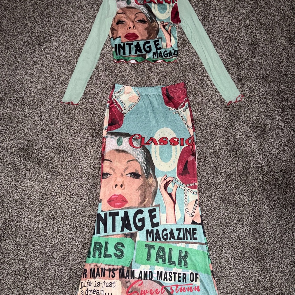 Vintage style maxi skirt set